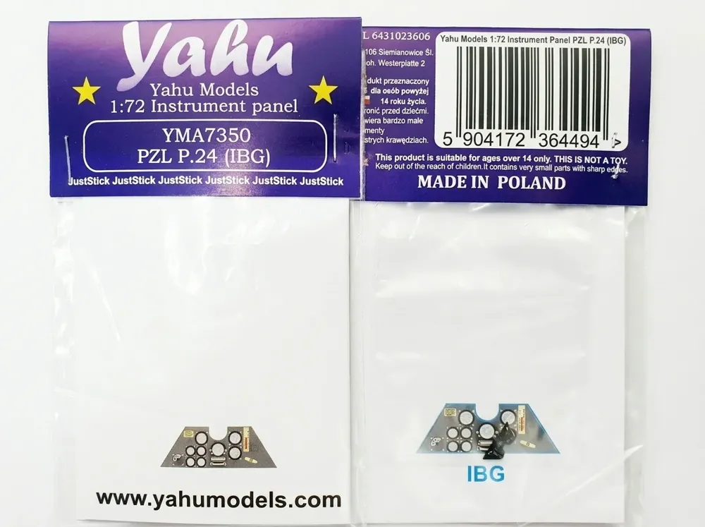 Barevná fotoleptaná přístrojová deska Yahu Models YMA7350 PZL P.24 v měřítku 1/72