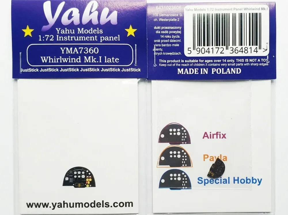 Barevný fotolept Yahu Models YMA7360 – přístrojová deska Whirlwind v měřítku 1/72