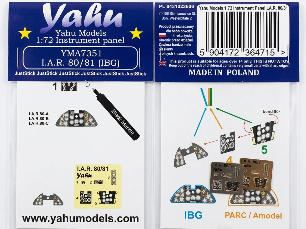 Barevný fotolept Yahu Models YMA7351 – přístrojová deska I.A.R. 80/81 v měřítku 1/72