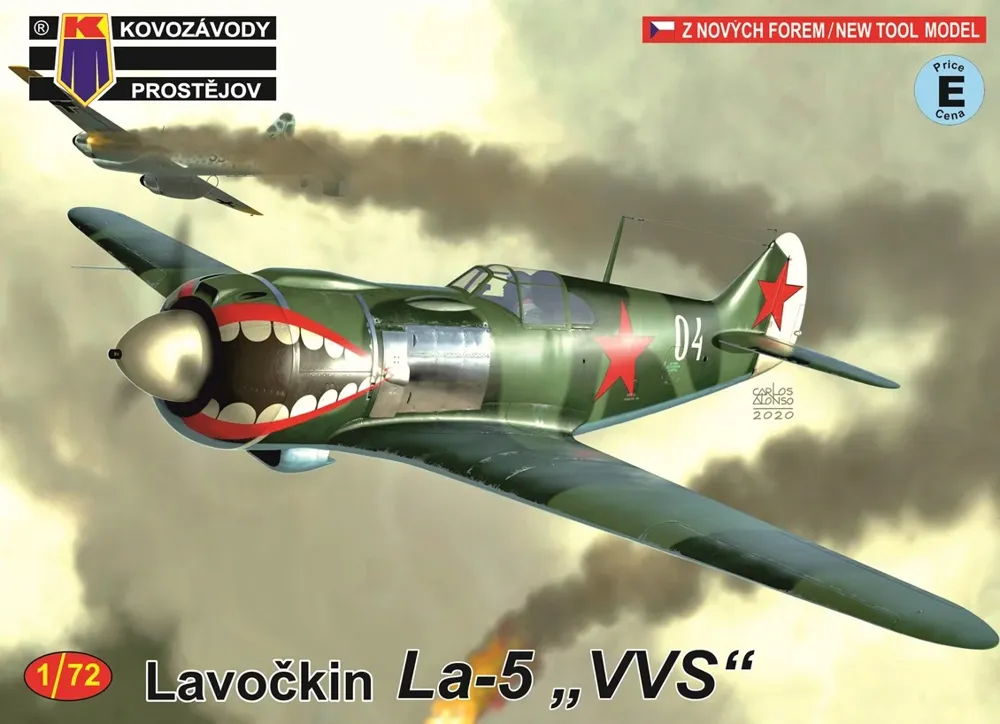 Krabice stavebnice Kovozávody Prostějov 1/72 Lavočkin La-5 „VVS", kód KPM0558