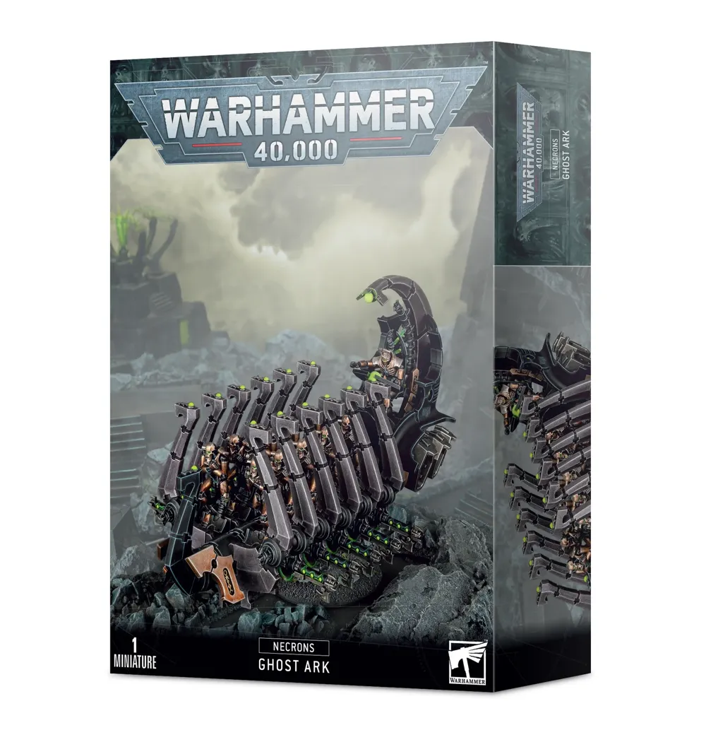 Krabice stavebnice Games Workshop Warhammer 40,000 Necrons: Ghost Ark s vyobrazením vozidla