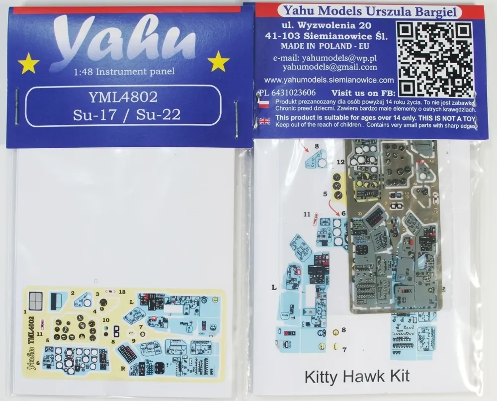 Předbarvená přístrojová deska Yahu Models YML4802 Su-17 / Su-22 v měřítku 1/48