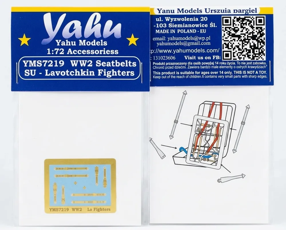 Fotoleptané bezpečnostní pásy Yahu Models YMS7219 pro sovětské stíhačky La v měřítku 1/72