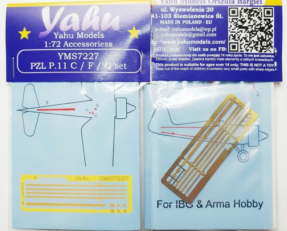 Doplňková sada Yahu Models YMS7227 PZL P.11 C/F/G v měřítku 1/72 v originálním balení