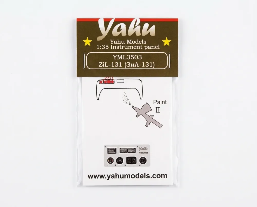 Předbarvený fotolept Yahu Models YML3503 přístrojová deska ZiL 131 v měřítku 1/35