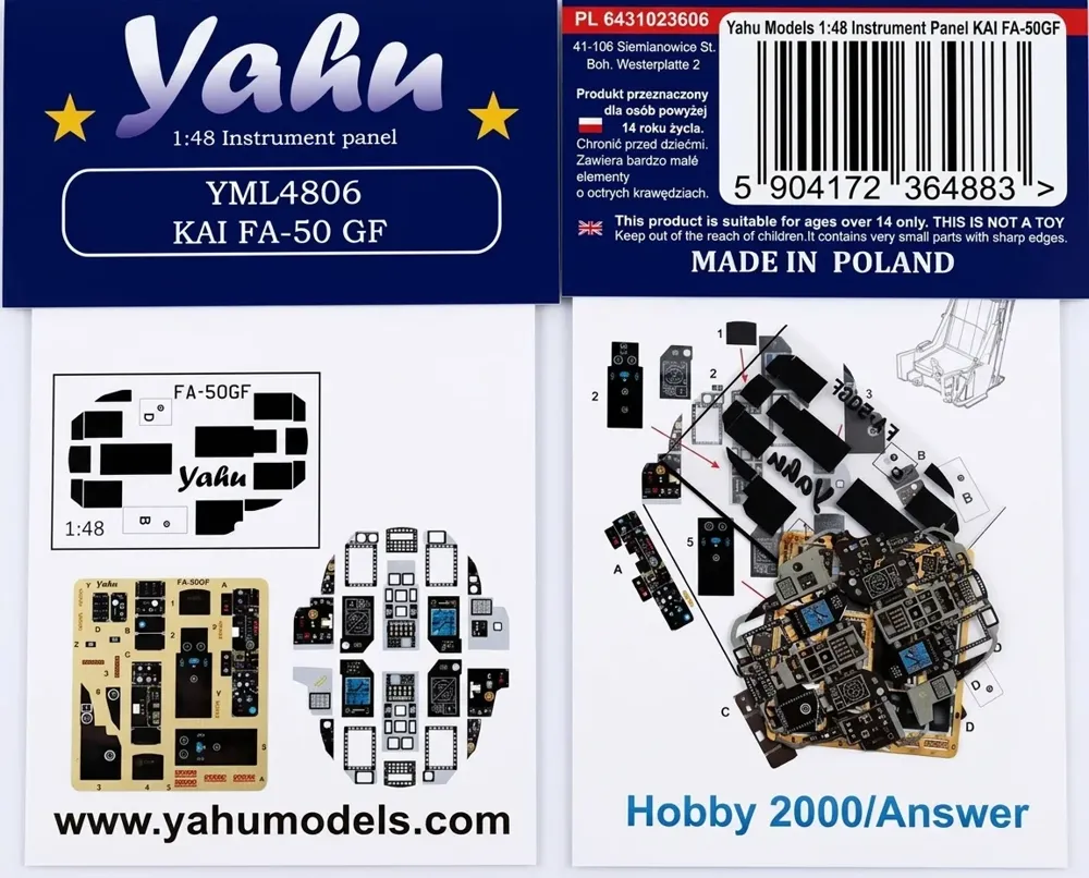 Předbarvená přístrojová deska Yahu Models YML4806 KAI FA-50GF v měřítku 1/48