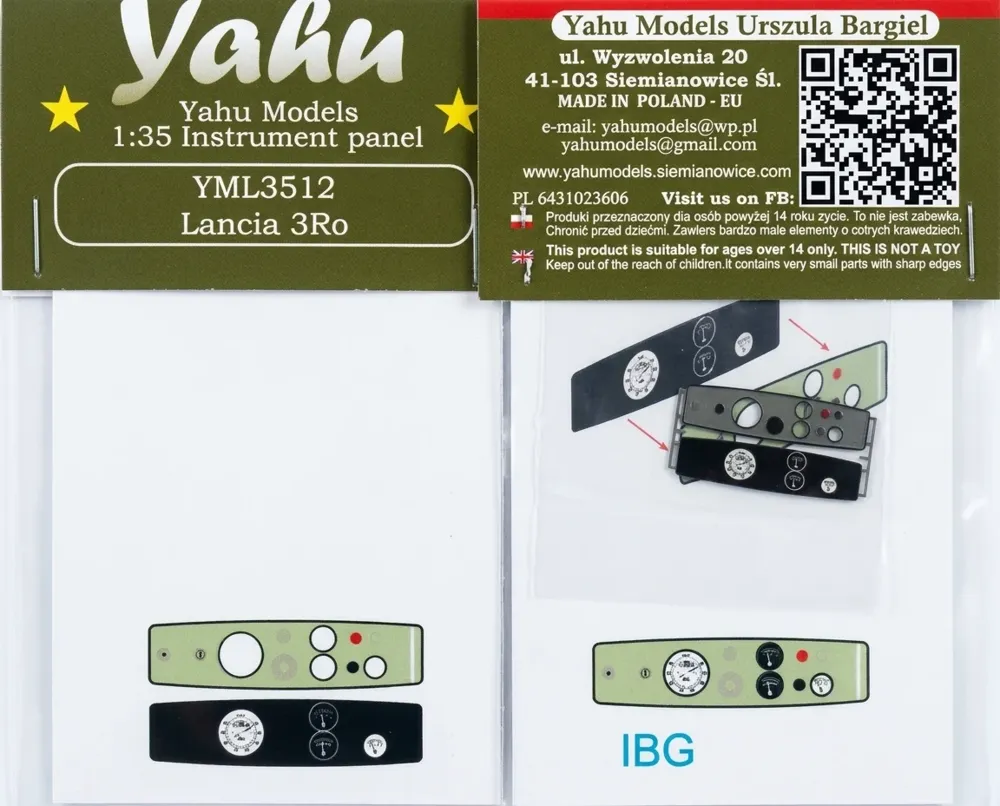 Předbarvená sada přístrojové desky Yahu Models YML3512 Lancia 3Ro v měřítku 1/35