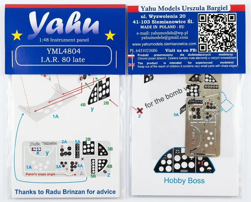 Předbarvená přístrojová deska Yahu Models YML4804 I.A.R. 80 late v měřítku 1/48