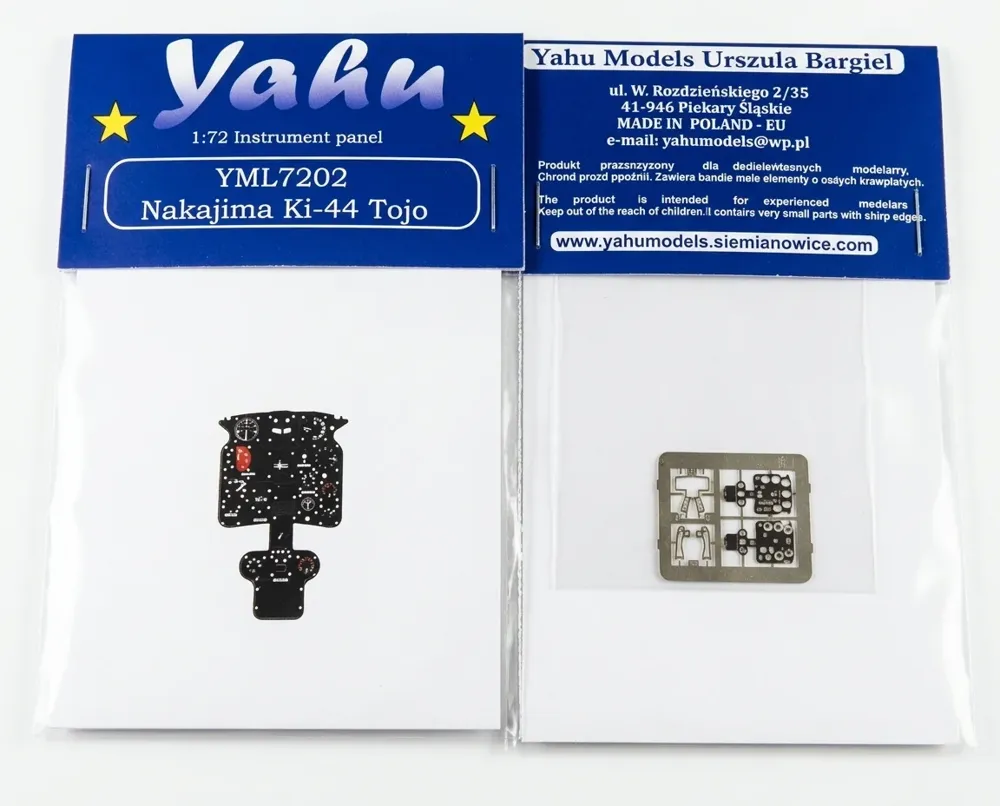 Předbarvený fotolept přístrojové desky Yahu Models YML7202 Ki-44 Tojo v měřítku 1/72
