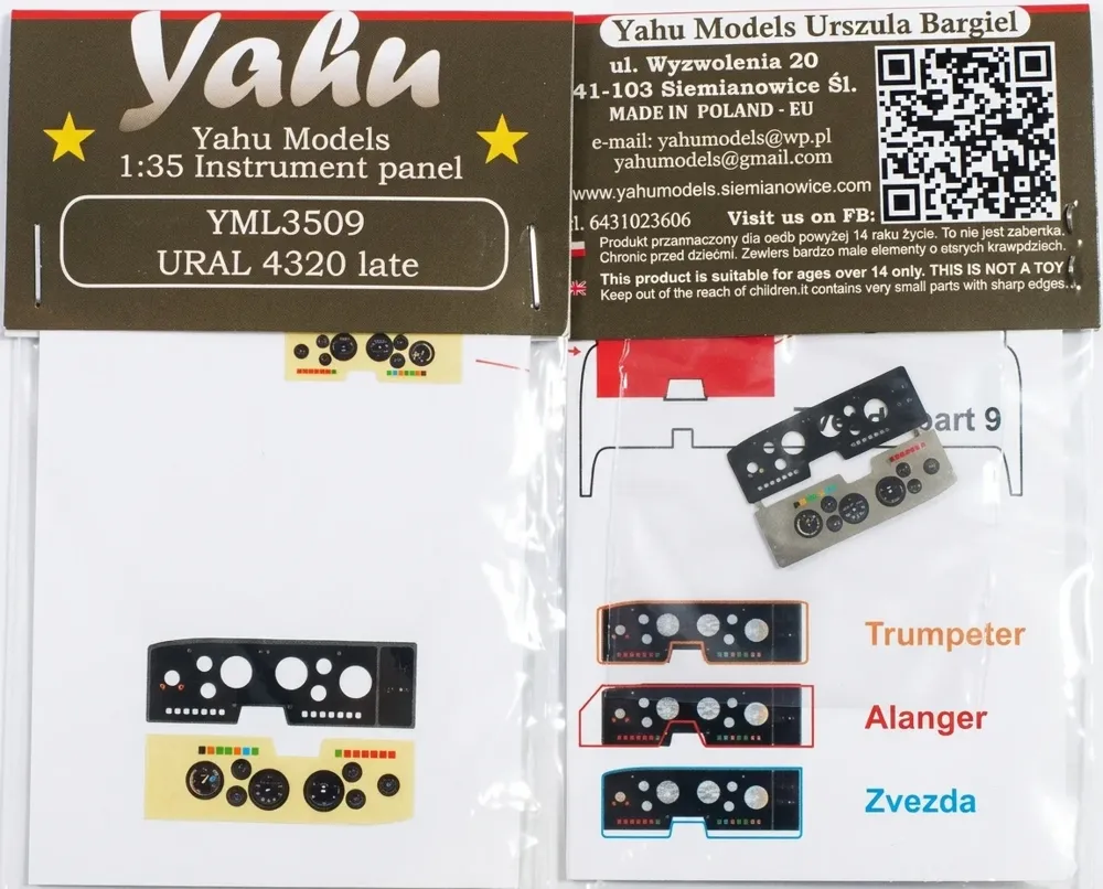 Předbarvený fotolept Yahu Models YML3509 URAL 4320 Late 1/35 s přístrojovou deskou