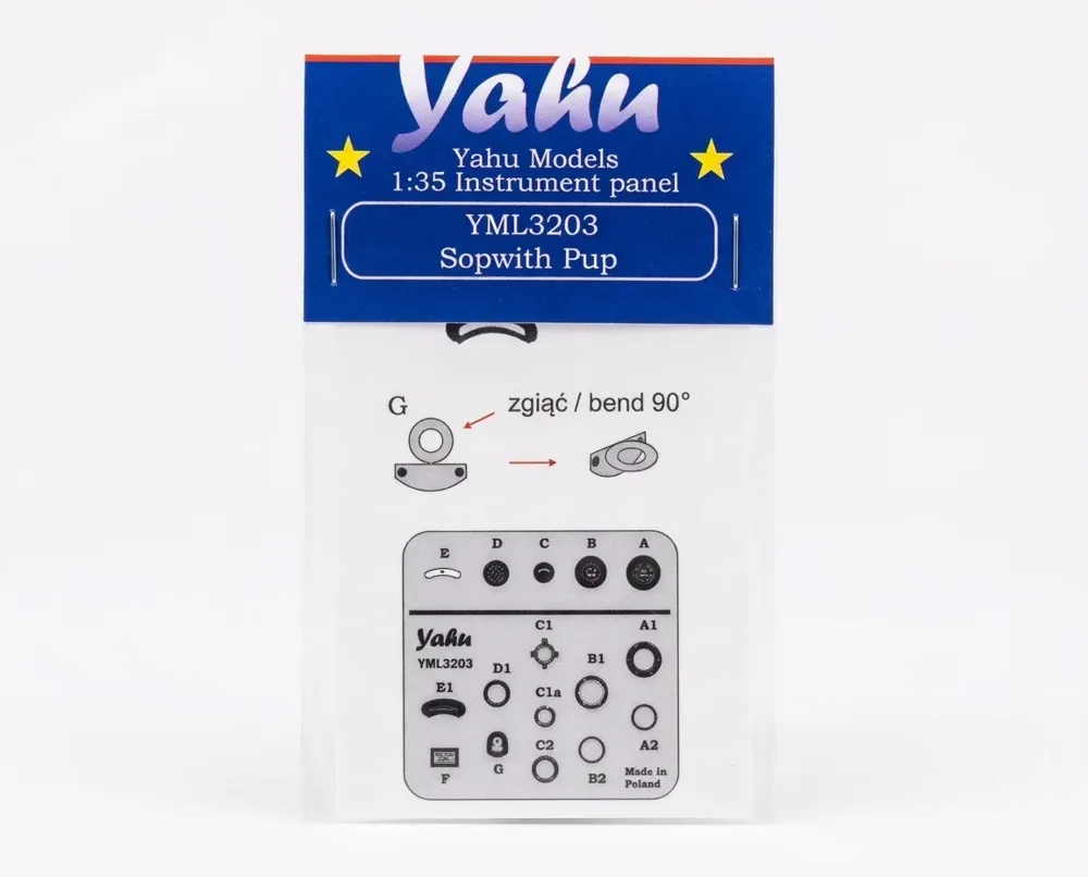 Předbarvená přístrojová deska Yahu Models YML3203 Sopwith Pup v měřítku 1/32