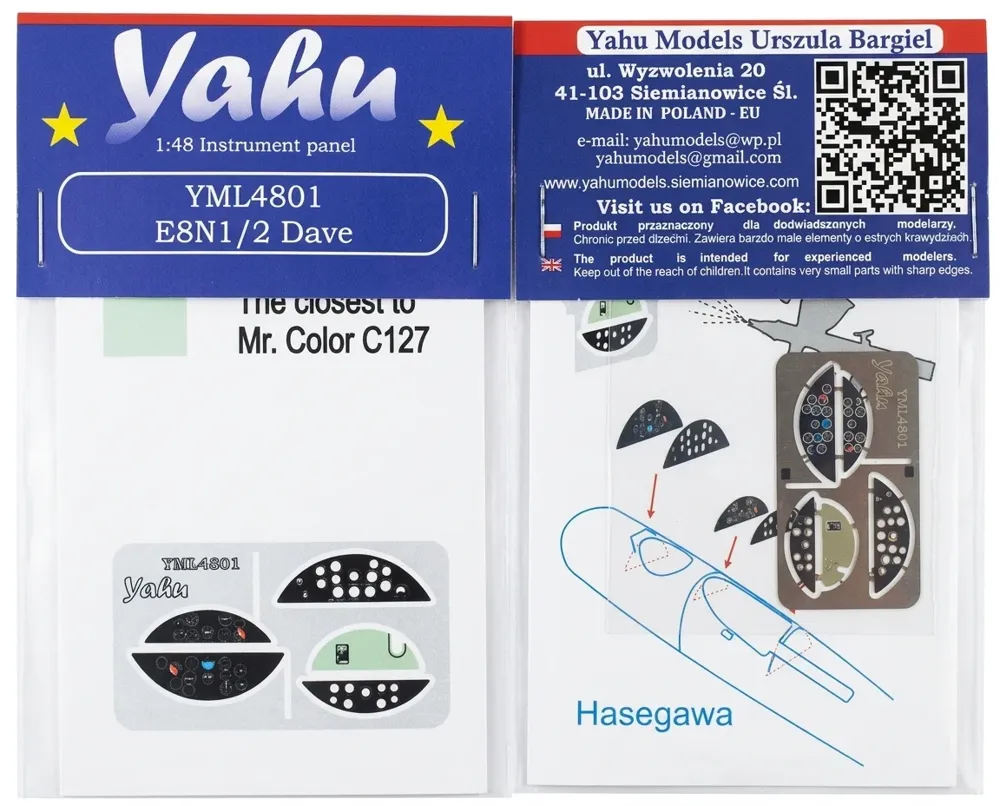 Předbarvená přístrojová deska Yahu Models YML4801 Nakajima E8N1/2 Dave v měřítku 1/48