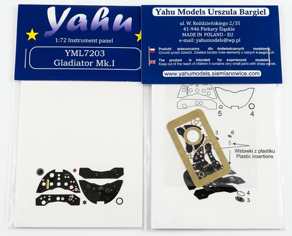 Předbarvená přístrojová deska Yahu Models YML7203 Gladiator Mk.I v měřítku 1/72