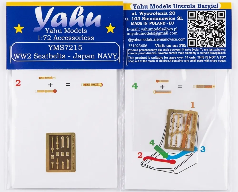 Fotoleptané bezpečnostní pásy Yahu Models YMS7215 japonské námořní letectvo 1/72