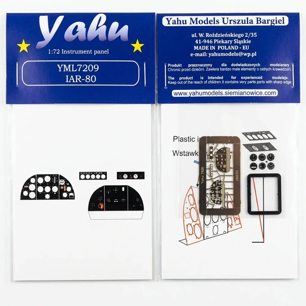 Předbarvená přístrojová deska Yahu Models YML7209 IAR-80 v měřítku 1/72