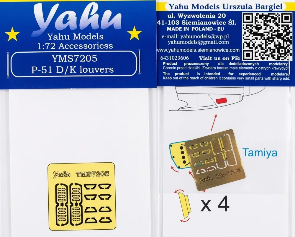 Fotoleptaný plát Yahu Models YMS7205 Mustang IV ventilační žaluzie v měřítku 1/72