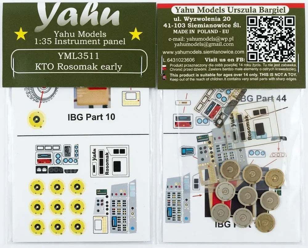 Předbarvený fotolept Yahu Models YML3511 přístrojová deska KTO Rosomak early v měřítku 1/35
