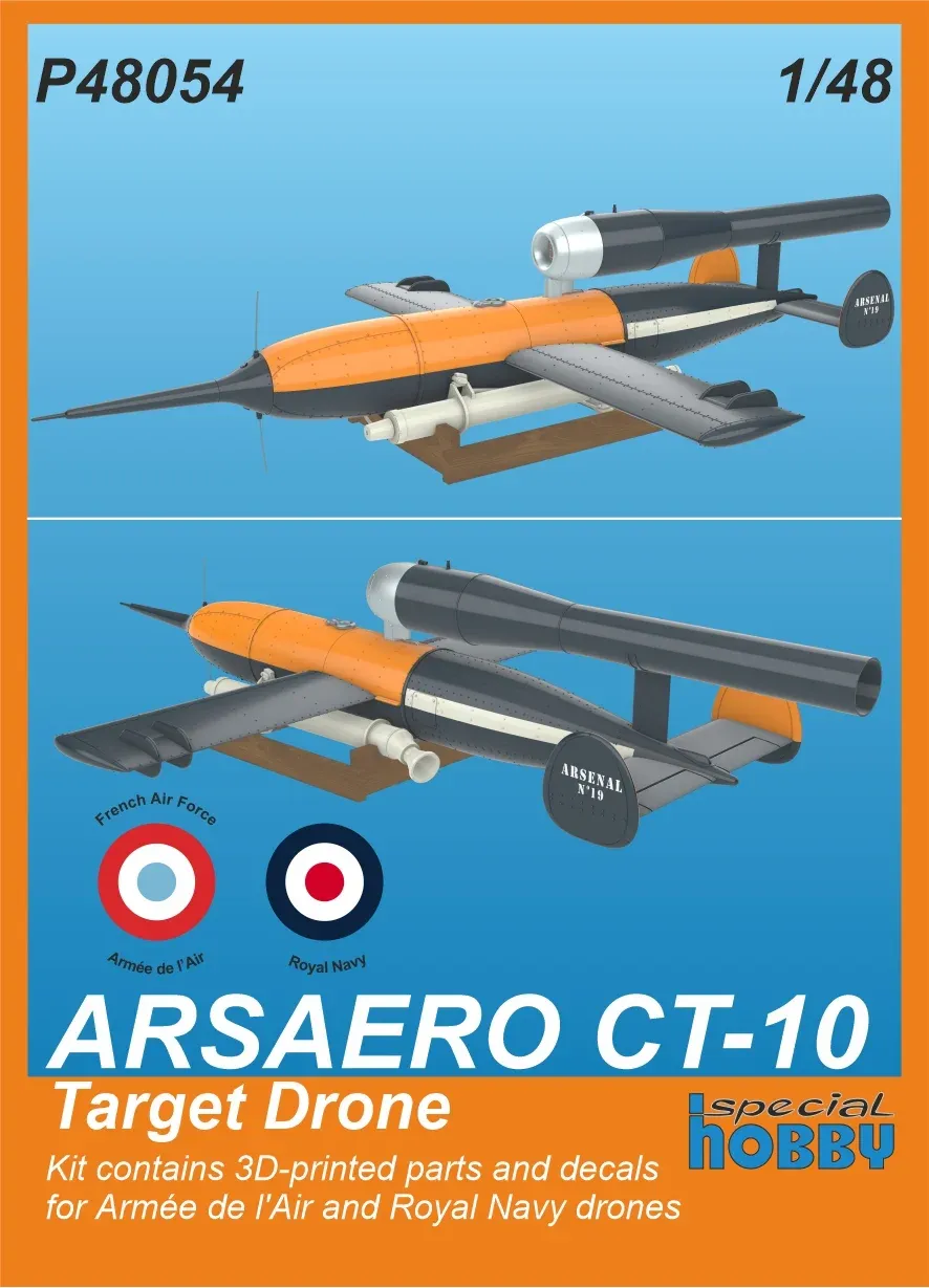 3D tištěná stavebnice CMK 1/48 ARSAERO CT-10 cílový dron s obtisky pro Francii a Royal Navy
