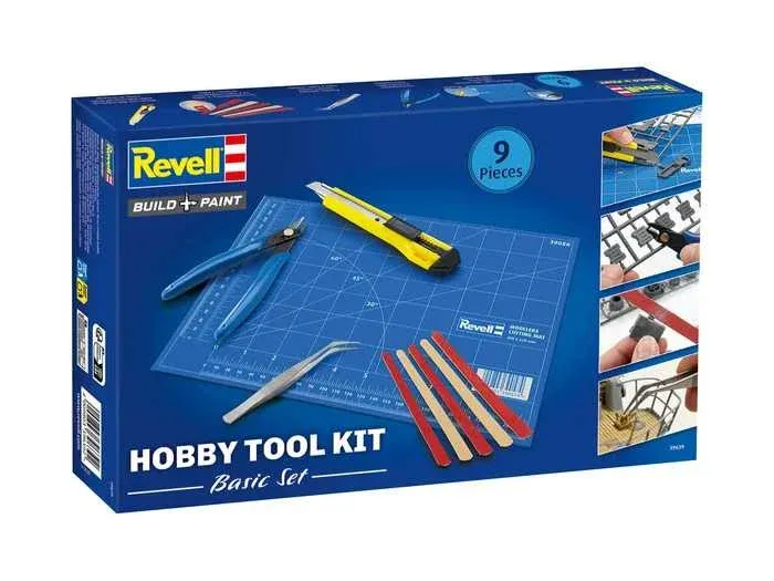 Sada modelářského nářadí Revell Hobby Tool Kit Basic 39639 s řezákem, kleštěmi, pinzetou a brousítky
