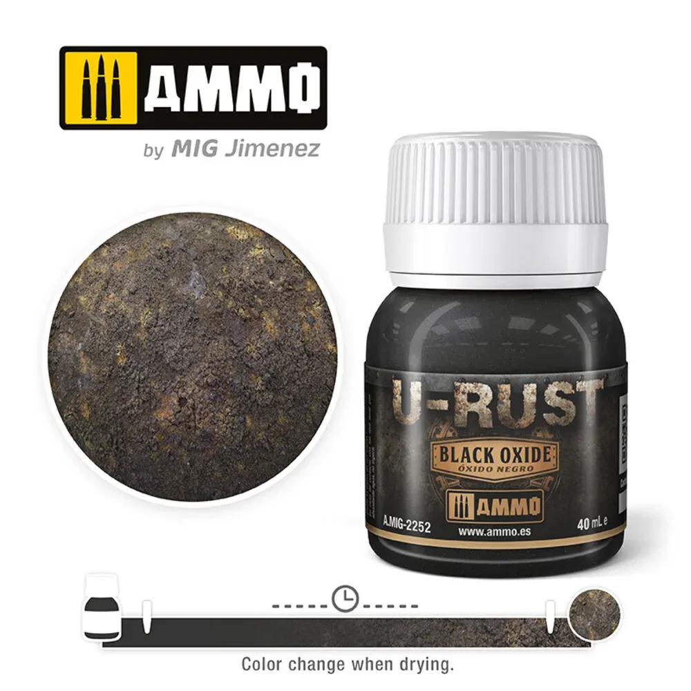 Kelímek AMMO Mig A.MIG-2252 U-RUST černý oxid (Black Oxide) 40 ml, efekt rzi