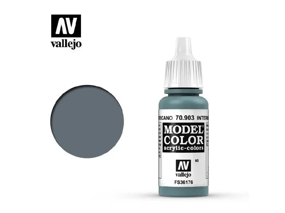Lahvička akrylové barvy Vallejo Model Color 70903 středně modrá matná (Intermediate Blue) 17 ml