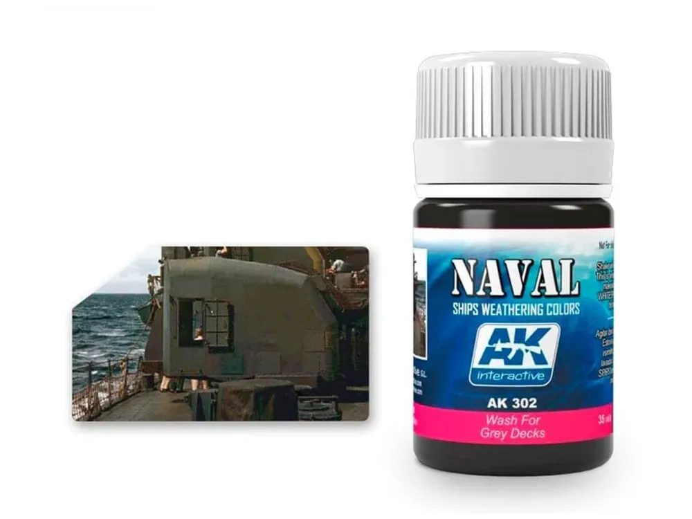 Lahvička enamelového washe AK Interactive AK302 Wash For Grey Decks 35 ml