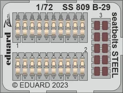 Fotoleptaný plát Eduard SS809 B-29 upínací pásy STEEL v měřítku 1/72