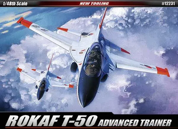 Krabice stavebnice Academy 12231 ROKAF T-50 Advanced Trainer v měřítku 1:48