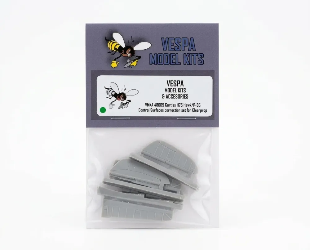 Resinová korekční sada řídicích ploch Vespa Model Kits VMKA48005 Curtiss H75 Hawk/P-36 v měřítku 1/48