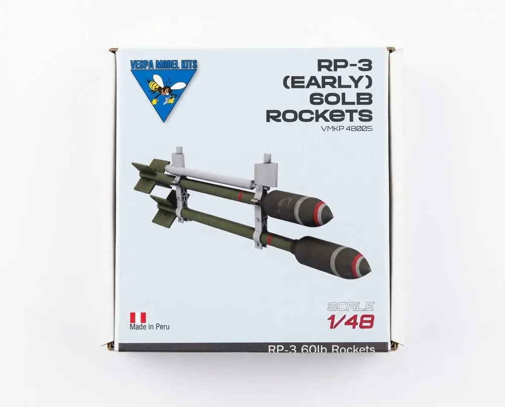 3D tištěná sada raket RP-3 60 lb s dvoupatrovým závěsem Vespa Model Kits VMKP48005 v měřítku 1/48