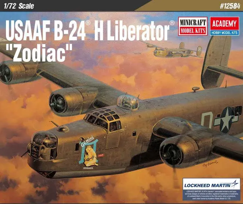Krabice stavebnice Academy 12584 USAAF B-24H Liberator Zodiac v měřítku 1/72