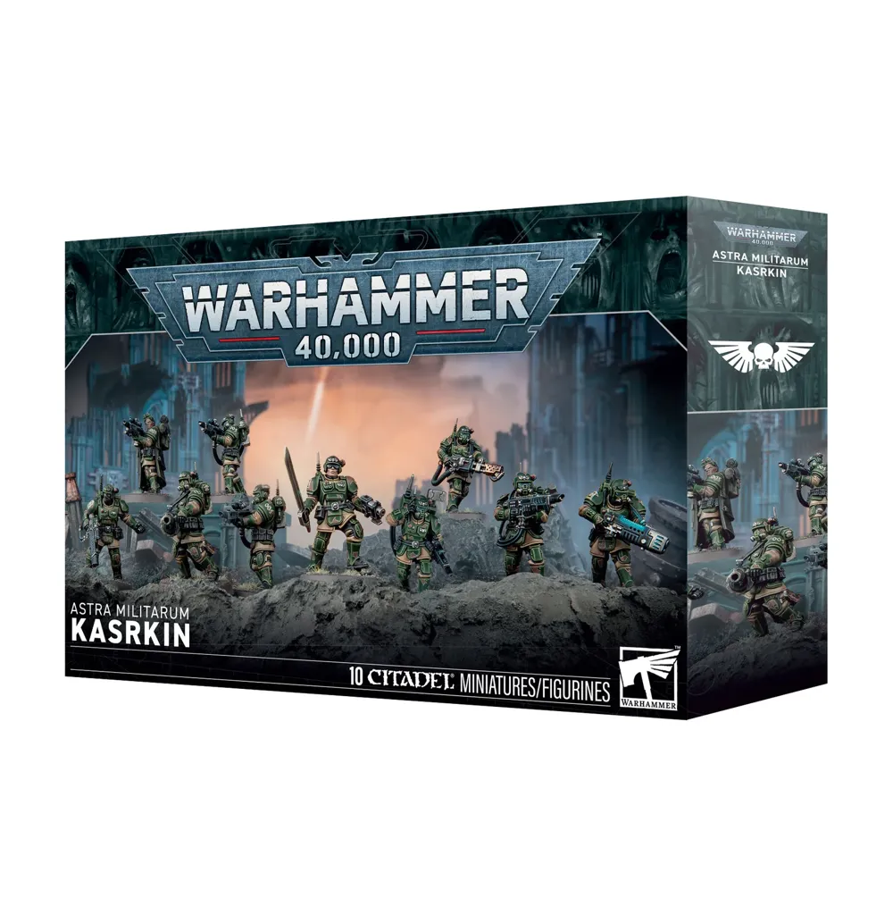 Balení Games Workshop Astra Militarum: Kasrkin s deseti plastovými miniaturami pro Warhammer 40,000
