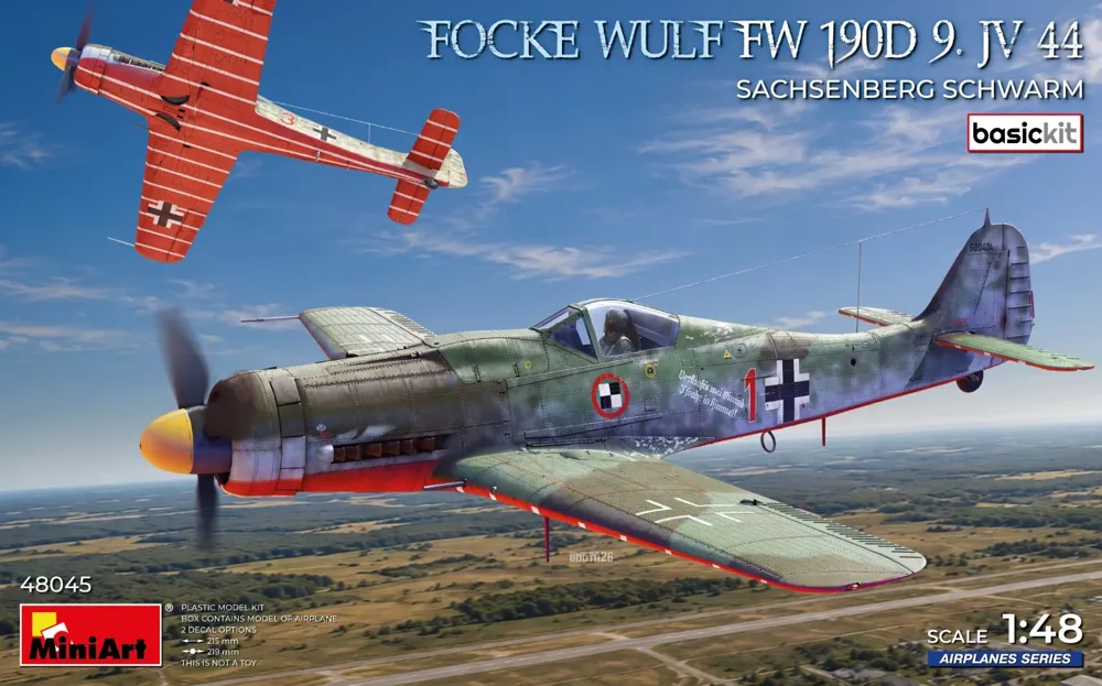 Krabice plastikové stavebnice MiniArt 48045 Fw 190D-9 JV 44 Sachsenberg Schwarm v měřítku 1/48