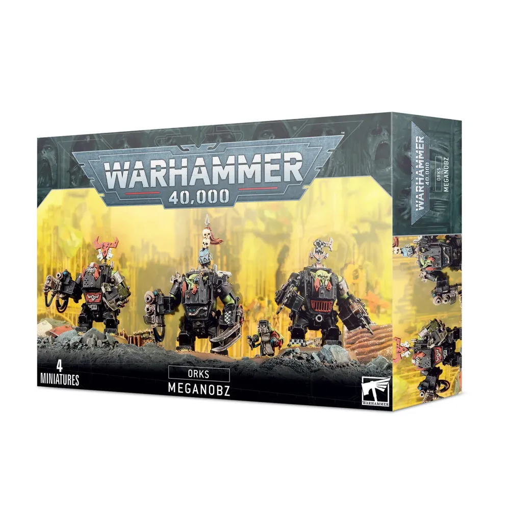 Krabice Games Workshop Orks: Meganobz pro Warhammer 40,000 s plastovými miniaturami Orků v mega zbroji