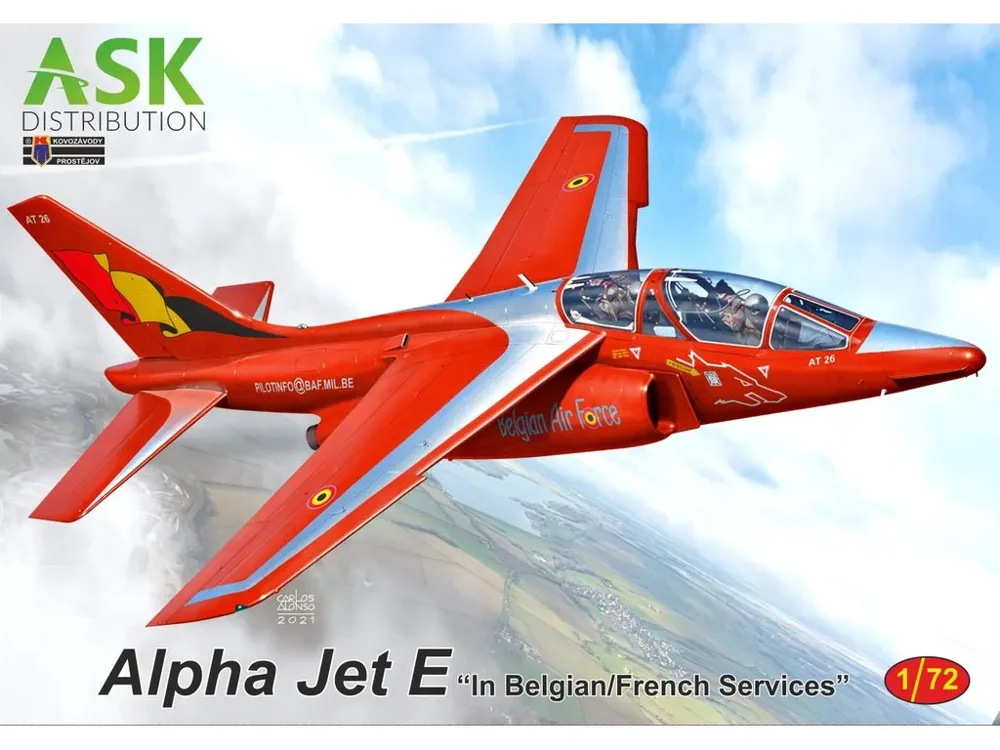 Krabice stavebnice Kovozávody Prostějov KPM0289 Alpha Jet E v měřítku 1/72