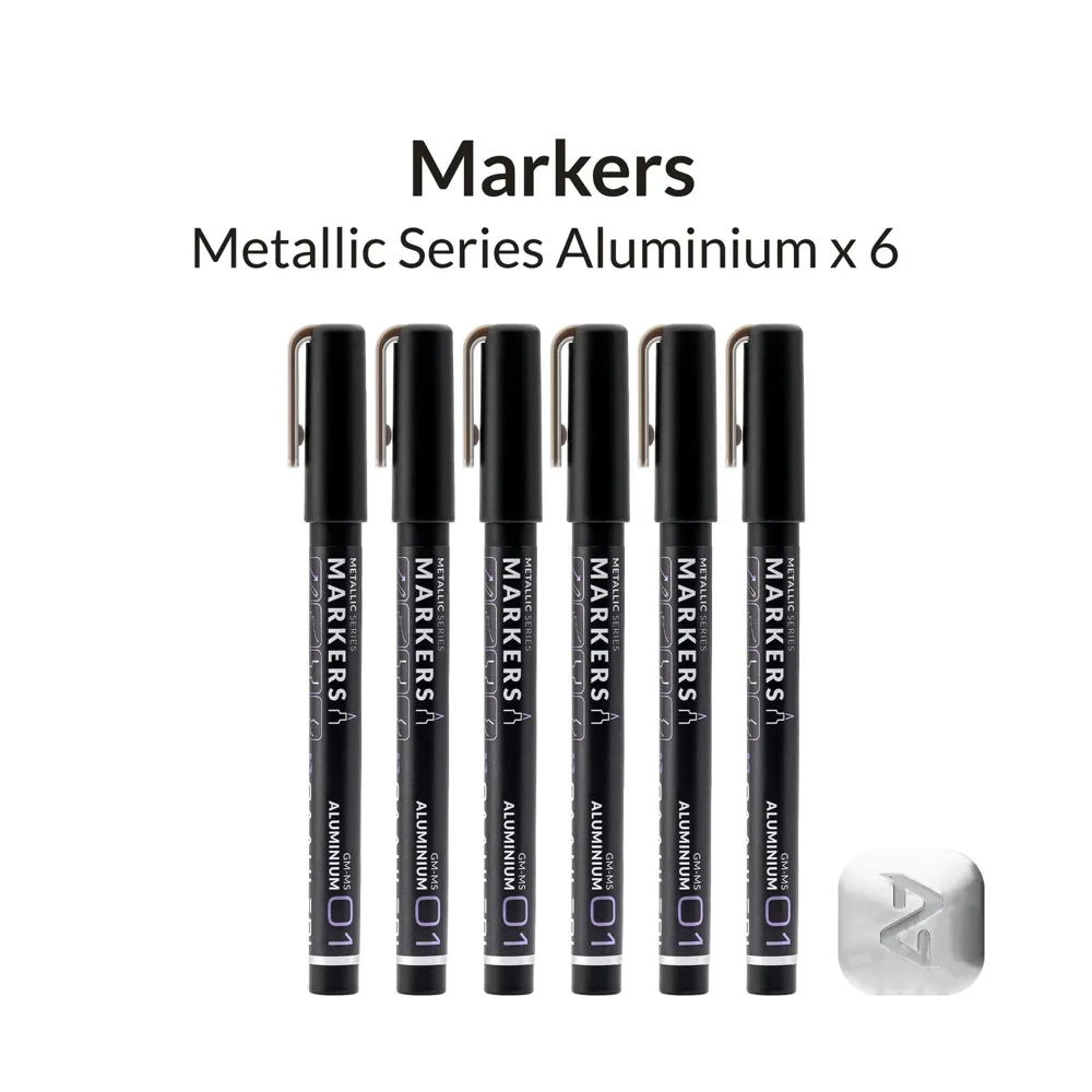 Metalické markery Gaahleri Metallic Series 45114 Aluminium GM-MS01, balení 6 kusů