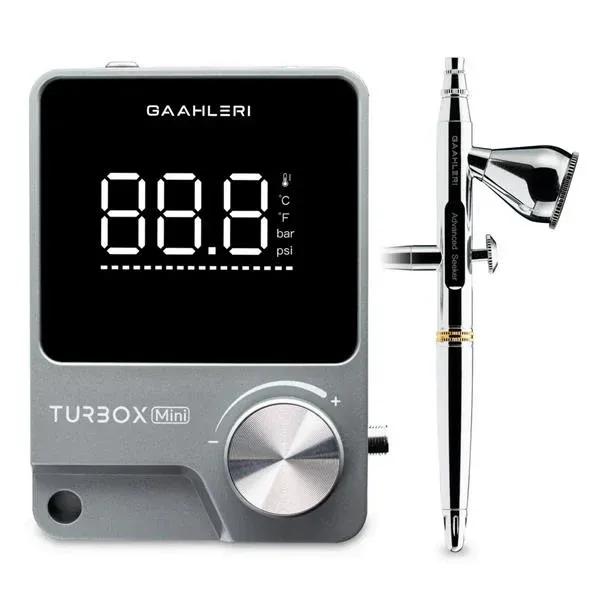 Sada Gaahleri TurboX Mini 47606 – stolní kompresor s digitálním displejem a airbrush Seeker 03 s hadicí