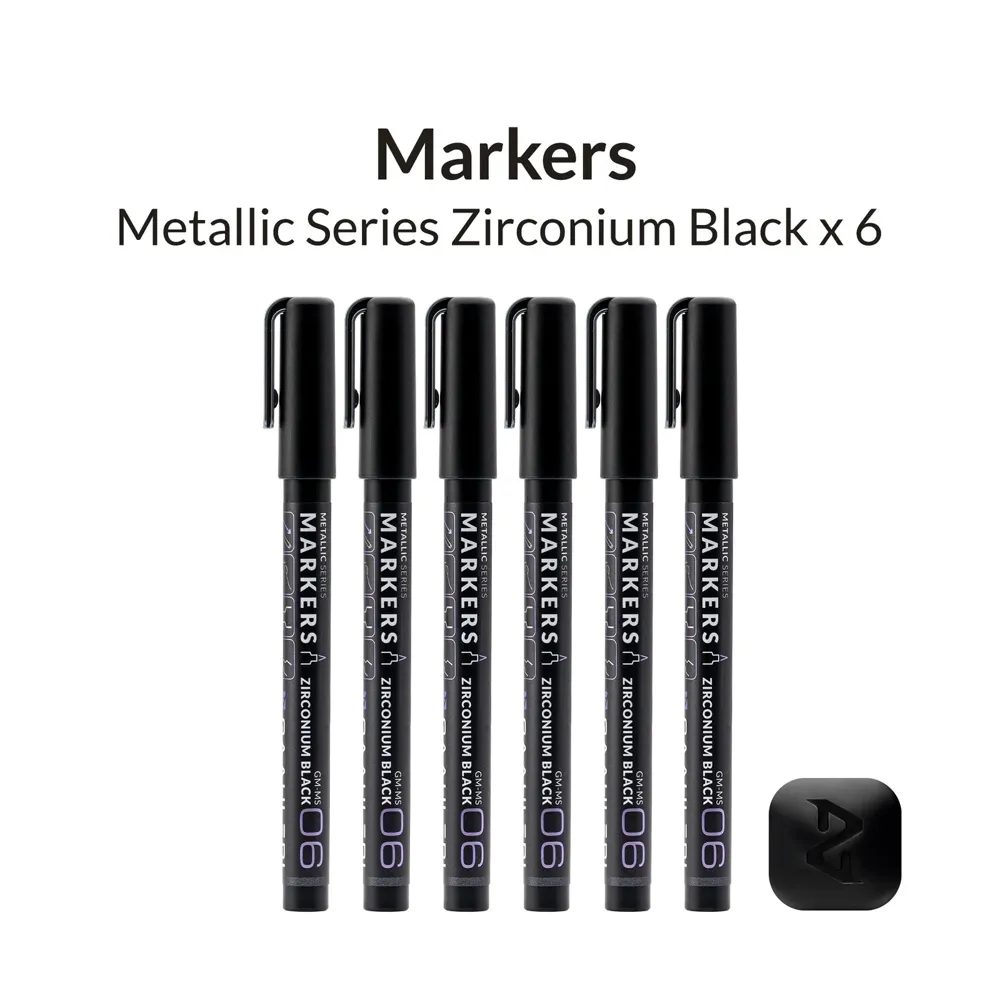 Balení šesti metalických fixů Gaahleri 45169 Metallic Series zirkoniová černá GM-MS06