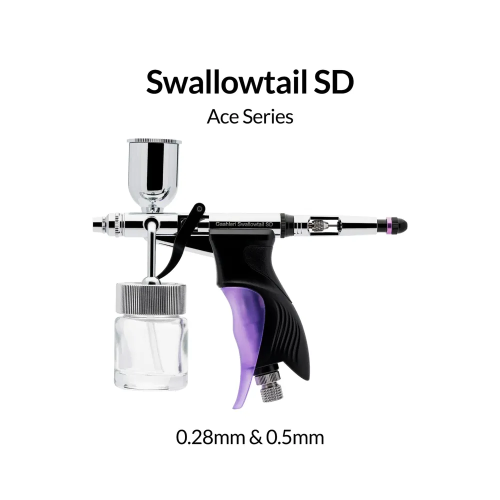 Spoušťový airbrush Gaahleri Ace Series 43011 GHAC-Swallowtail SD s boční nádobkou a příslušenstvím