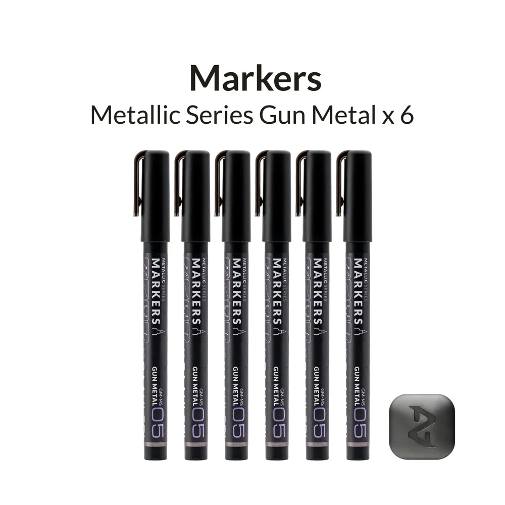 Metalické markery Gaahleri Metallic Series 45152 Gun Metal GM-MS05, balení 6 ks