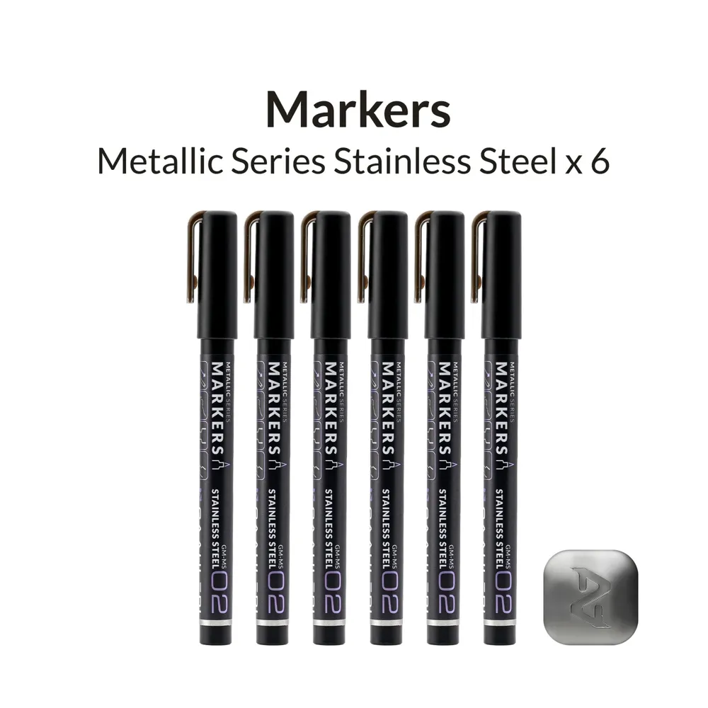 Sada šesti metalických markerů Gaahleri Metallic Series 45121 odstín nerezová ocel GM-MS02