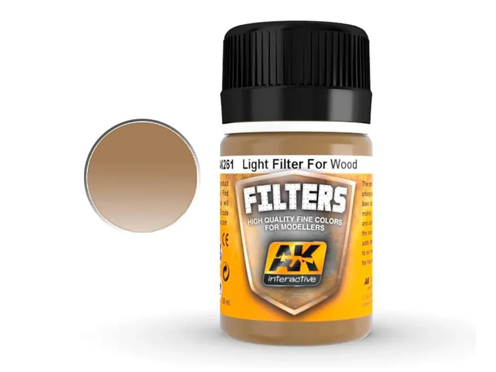 Lahvička enamelového filtru AK Interactive AK261 světlý filtr na dřevo, 35 ml