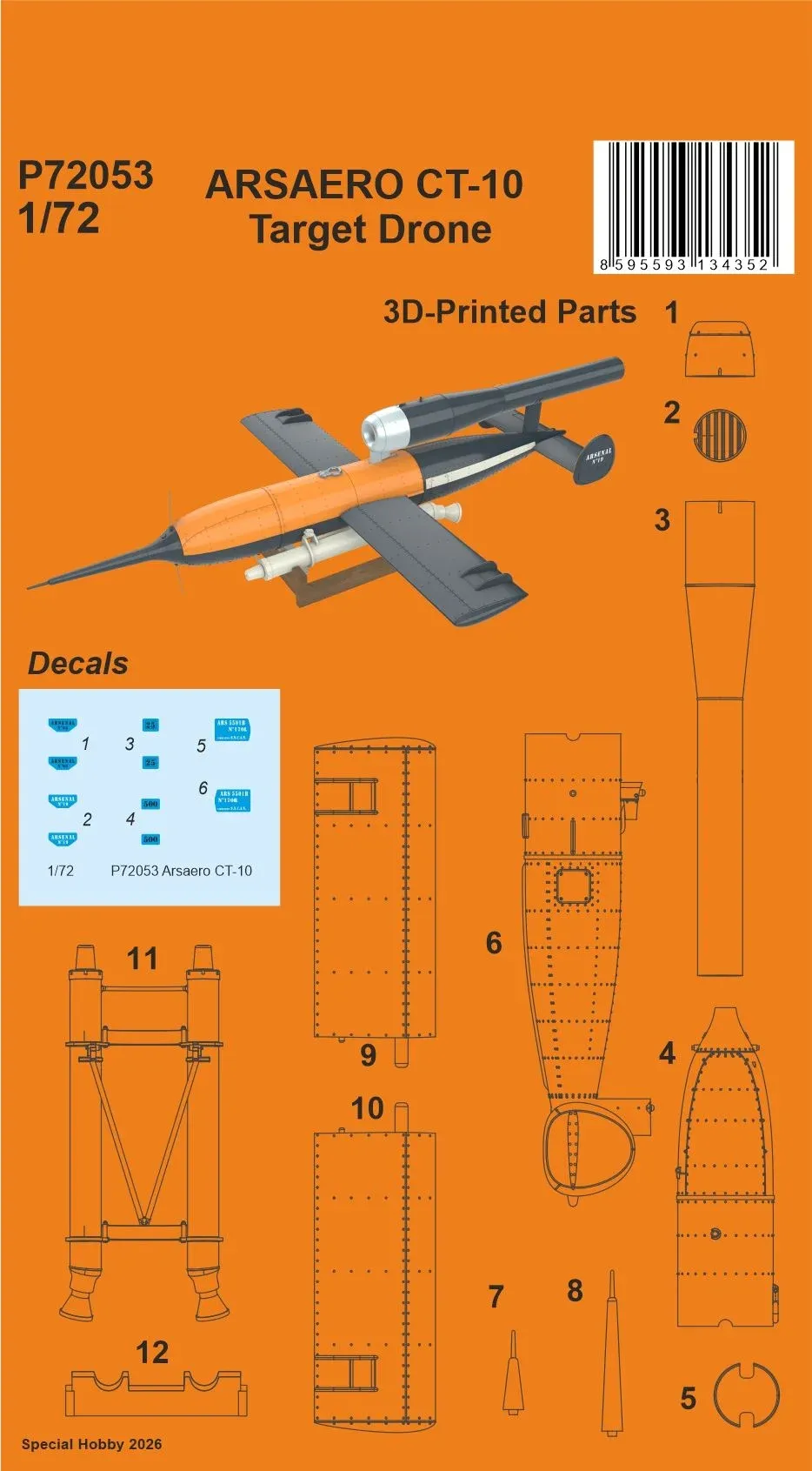 Stavebnice CMK P72053 ARSAERO CT-10 Target Drone v měřítku 1/72 z 3D tištěných dílů