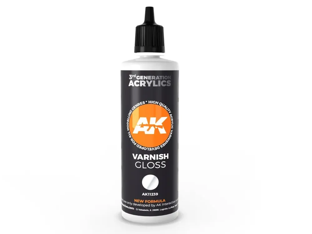 Lahvička akrylového lesklého laku AK Interactive 3GEN AK11239 Gloss Varnish 100 ml