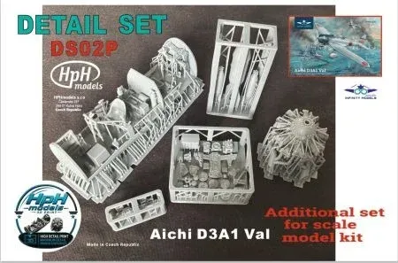 Balení detailní sady HPH Models DS02P 1/32 pro Aichi D3A1 Val s díly kokpitu a motorem