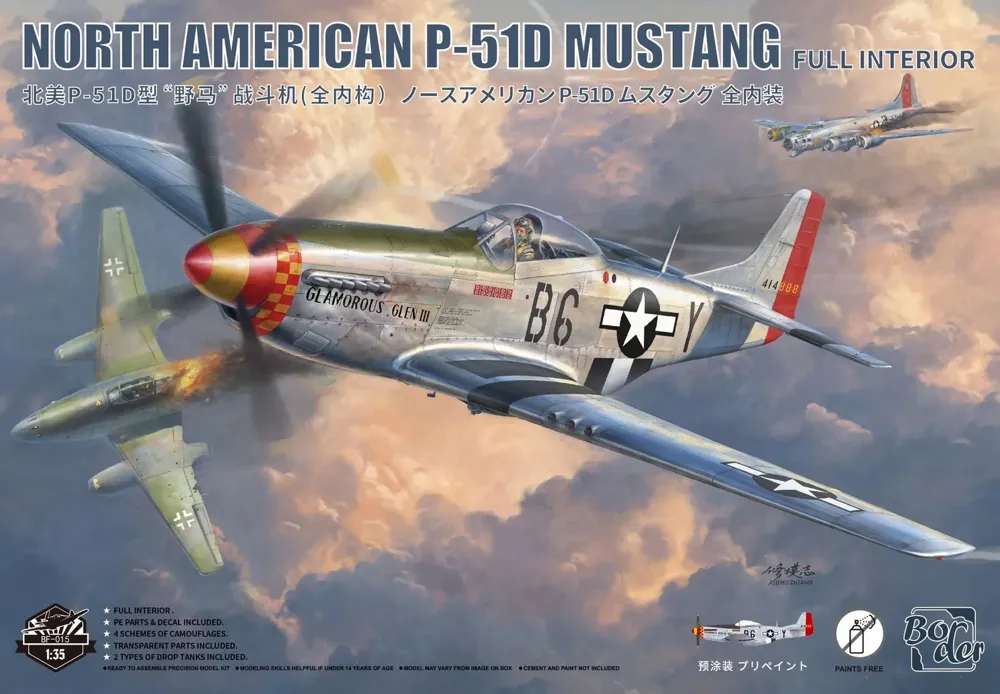Krabice stavebnice Border Model BF015 North American P-51D Mustang Full Interior v měřítku 1/35