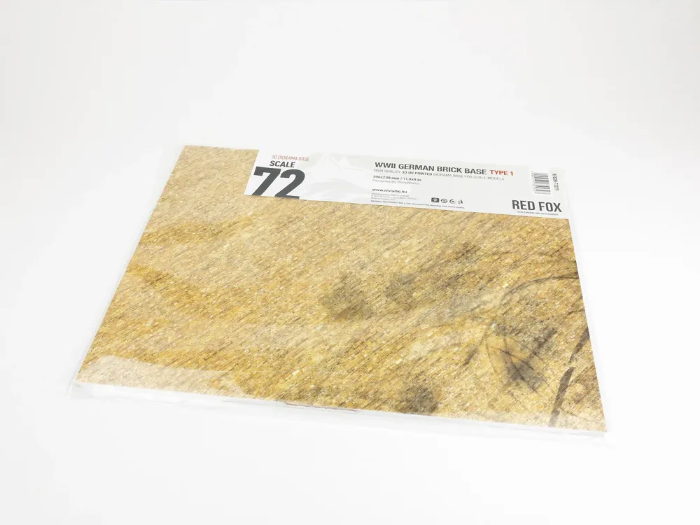 Výstavní podložka Red Fox Studio RFSDB-72019 1/72 s potiskem žlutookrové cihlové dlažby, 300 × 230 mm