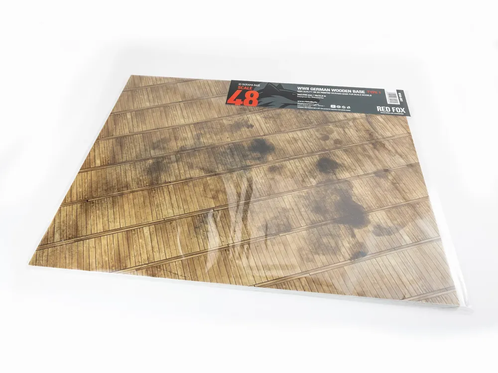 Výstavní podložka Red Fox Studio RFSDB-48021 1/48 s potiskem dřevěné prkenné podlahy, 380 × 320 mm