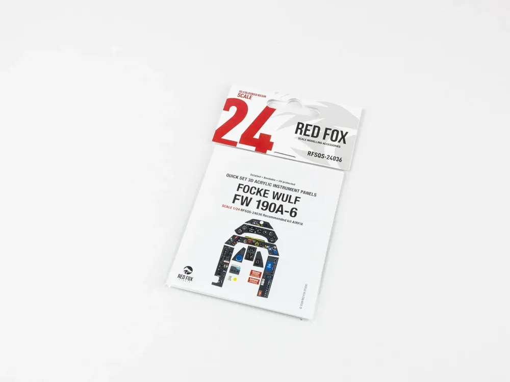 Předbarvené díly kokpitu Red Fox Studio Quick Set RFSQS-24036 Fw 190A-6 v měřítku 1/24