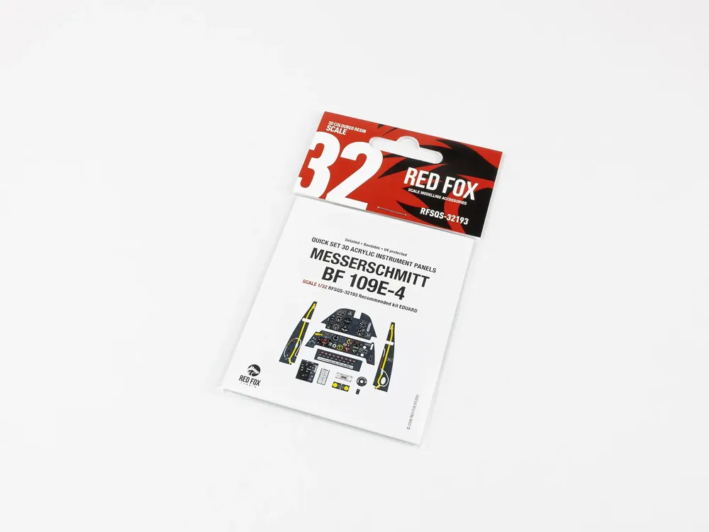Red Fox Studio Quick Set RFSQS-32193 předbarvené 3D díly kokpitu Bf 109E-4 v měřítku 1/32